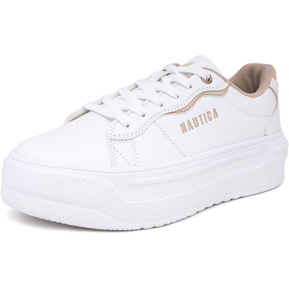 imageNautica Womens LaceUp Platform Fashion Sneakers  LowTop Casual Walking amp Tennis Shoes PlatformWhite Sandhycrest