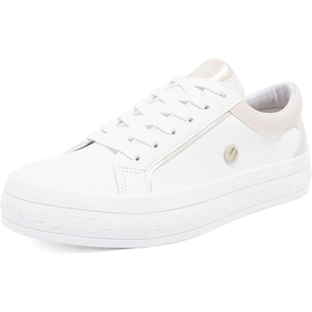 imageNautica Womens LaceUp Platform Fashion Sneakers  LowTop Casual Walking amp Tennis Shoes PlatformWhite Sandosmanthus