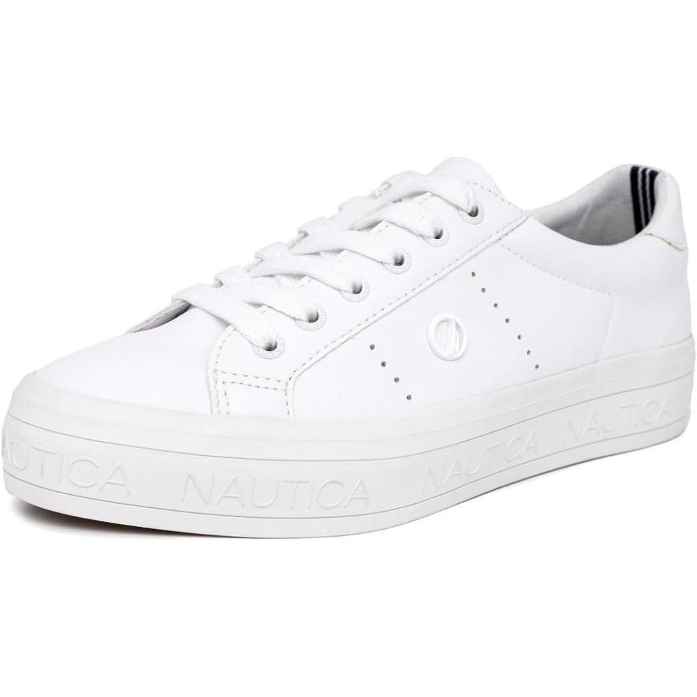 imageNautica Womens LaceUp Platform Fashion Sneakers LowTop Casual Walking amp Tennis Shoes PlatformWinafredwhiteWhite