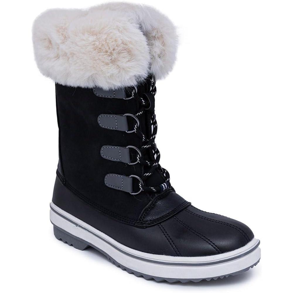 imageNautica Womens LaceUp Winter Snow amp Rain Boots WaterResistant Insulated Boots with Cozy Faux Fur Lining for Warmth and Comfort GlenoakBlack