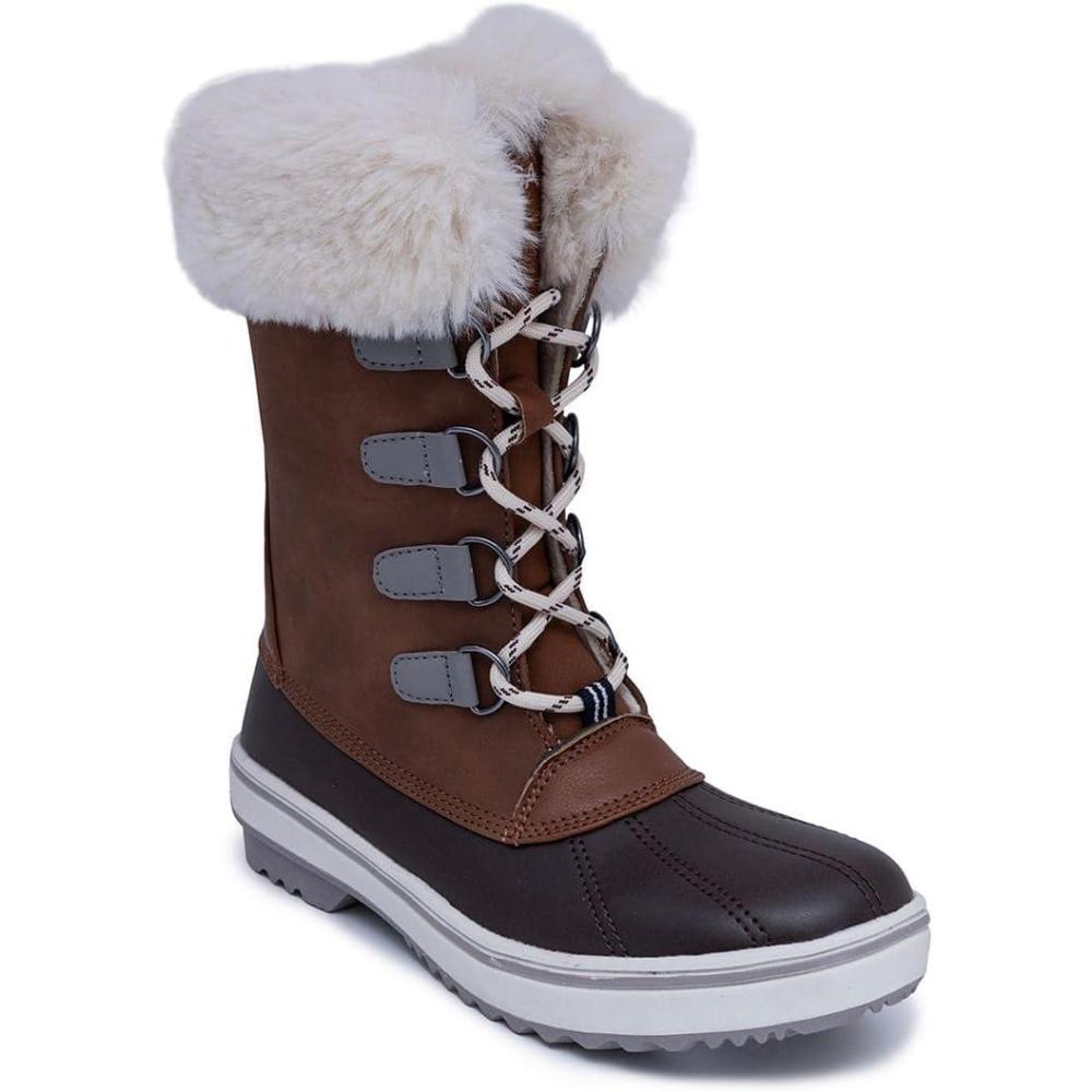imageNautica Womens LaceUp Winter Snow amp Rain Boots WaterResistant Insulated Boots with Cozy Faux Fur Lining for Warmth and Comfort GlenoakBrown