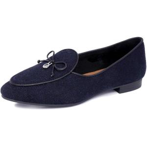Nautica Woman Flat Loafers Luxury Designer Penny Shoes Slip On Ballet Comfortable Everyday Moccasins for Work Office Outdoor(Black Navy)
