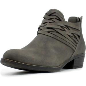Nautica Women’s Ankle Boot with Side Zipper – Stylish Dress Boot for Women | Featuring a Low Heel, Chic Design, and Versatile Sizing | The Perfect Ankle Bootie for Dressy and Casual Occasions – Alara(Grey-braid)