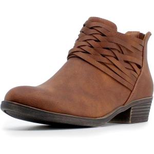 Nautica Women’s Ankle Boot with Side Zipper – Stylish Dress Boot for Women | Featuring a Low Heel, Chic Design, and Versatile Sizing | The Perfect Ankle Bootie for Dressy and Casual Occasions – Alara(Cognac-braid)