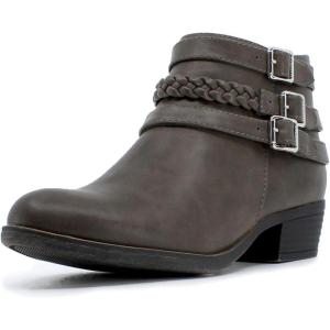 Nautica Women’s Ankle Boot with Side Zipper – Stylish Dress Boot for Women | Featuring a Low Heel, Chic Design, and Versatile Sizing | The Perfect Ankle Bootie for Dressy and Casual Occasions – Alara(Charcoal-strap)