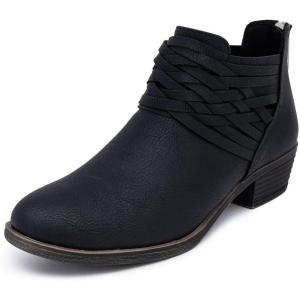 Nautica Women’s Ankle Boot with Side Zipper – Stylish Dress Boot for Women | Featuring a Low Heel, Chic Design, and Versatile Sizing | The Perfect Ankle Bootie for Dressy and Casual Occasions – Alara(Black-braid)