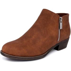 Nautica Women’s Ankle Boot with Side Zipper – Stylish Dress Boot for Women | Featuring a Low Heel, Chic Design, and Versatile Sizing | The Perfect Ankle Bootie for Dressy and Casual Occasions – Alara(Brown)