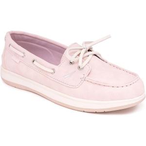 Nautica Women’s Casual Boat Shoes, Moc-Toe Loafers with Cushioned Insole, Deck Fashion Sneaker(Pink Nubuck)