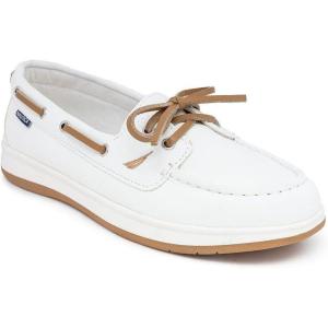 Nautica Women’s Casual Boat Shoes, Moc-Toe Loafers with Cushioned Insole, Deck Fashion Sneaker(White)