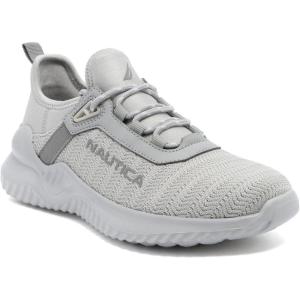 Nautica Women’s Casual Fashion Sneakers – Comfortable Walking Shoes with Knit Upper and Cushioned Support(Light Grey-danville)