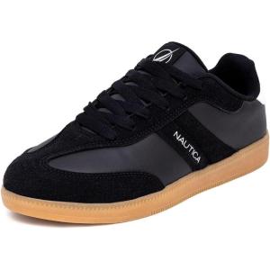 Nautica Womens Fashion Sneaker Classic Casual Shoe with Soft Cushion Comfort and Durable Gum Bottom Outsole – Keota(Black-keota)