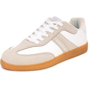 Nautica Womens Fashion Sneaker Classic Casual Shoe with Soft Cushion Comfort and Durable Gum Bottom Outsole – Keota(White Taupe-keota)