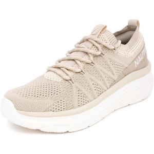 Nautica Women’s Fashion Sneaker Lace-Up Running Shoe Casual Max Cushioning Walking Tennis Sneaker(Khaki-themba)