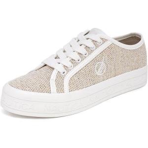 Nautica Women’s Lace-Up Platform Fashion Sneakers – Low-Top Casual Walking & Tennis Shoes Platform(Light Sand)