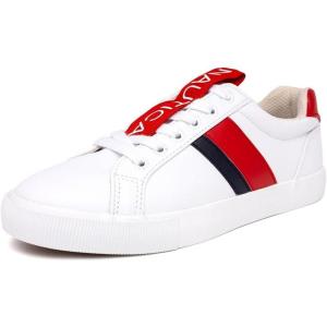 Nautica Women’s Lace-Up Platform Fashion Sneakers – Low-Top Casual Walking & Tennis Shoes Platform(Steam Red Tape)