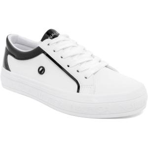 Nautica Women’s Lace-Up Platform Fashion Sneakers – Low-Top Casual Walking & Tennis Shoes Platform(White Black-osmanthus)