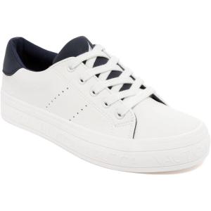 Nautica Women’s Lace-Up Platform Fashion Sneakers – Low-Top Casual Walking & Tennis Shoes Platform(White Navy-kildate)