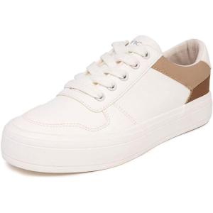 Nautica Women’s Lace-Up Platform Fashion Sneakers – Low-Top Casual Walking & Tennis Shoes Platform(White Taupe)