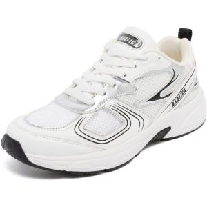 Nautica Women’s Lightweight Athletic Running Sneakers(White Black Silver)