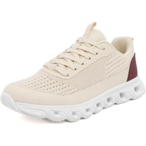 Nautica Women’s Running Shoes Lightweight Athletic Sneakers, Breathable Cushioned Lace-Up Gym Walking & Training Trainers(Burgundy)