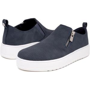 Nautica Women’s Slip-On Fashion Sneakers with Side Zipper – Comfortable Low-Top Walking Shoes for Casual Everyday Wear(Navy)