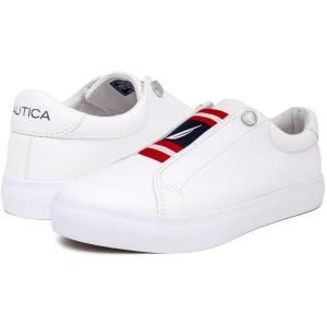 Nautica Women’s Slip-On Sneakers – Casual Low-Top Walking Shoes – Comfortable No-Lace Fashion Tennis Style(Nitara-red White Blue)