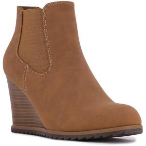 Nautica Women’s Wedge Boot – Casual Fashion High Heel Slip-On Ankle Booties(Tan Maala)