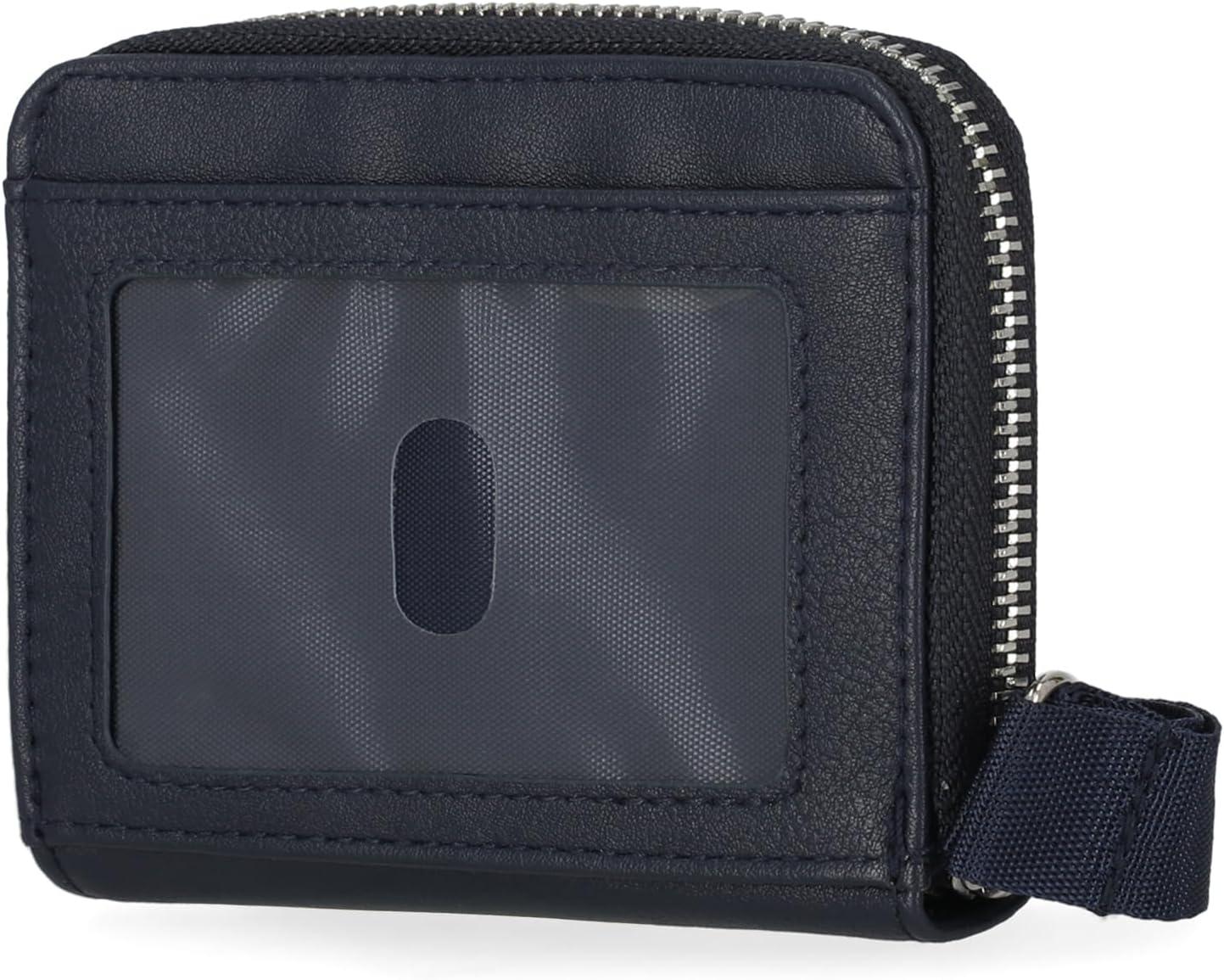 imageNautica Everglades Small Wallet for Women Compact Thin Wristlet Credit Card Wallet with ID Window Zippered Coin Purse BlackIndigo RacingStripe