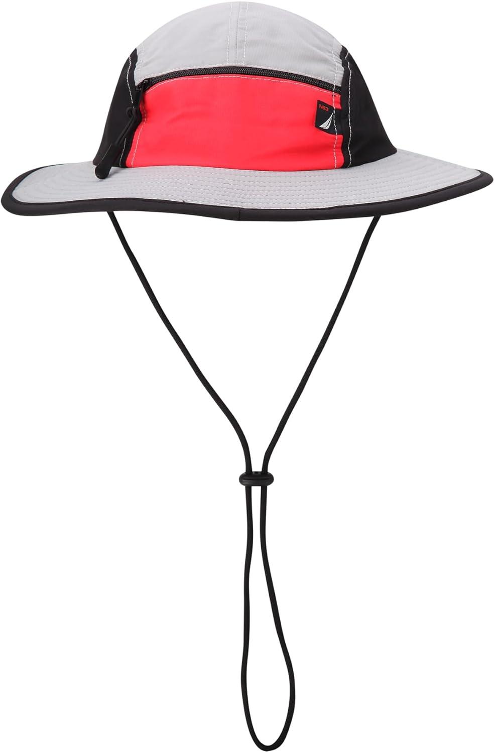 imageNautica Mens Boonie Hat Lightweight UV Protection Wide Brim Mainsail Safari Fishing Hat for Men with Adjustable StrapGrey