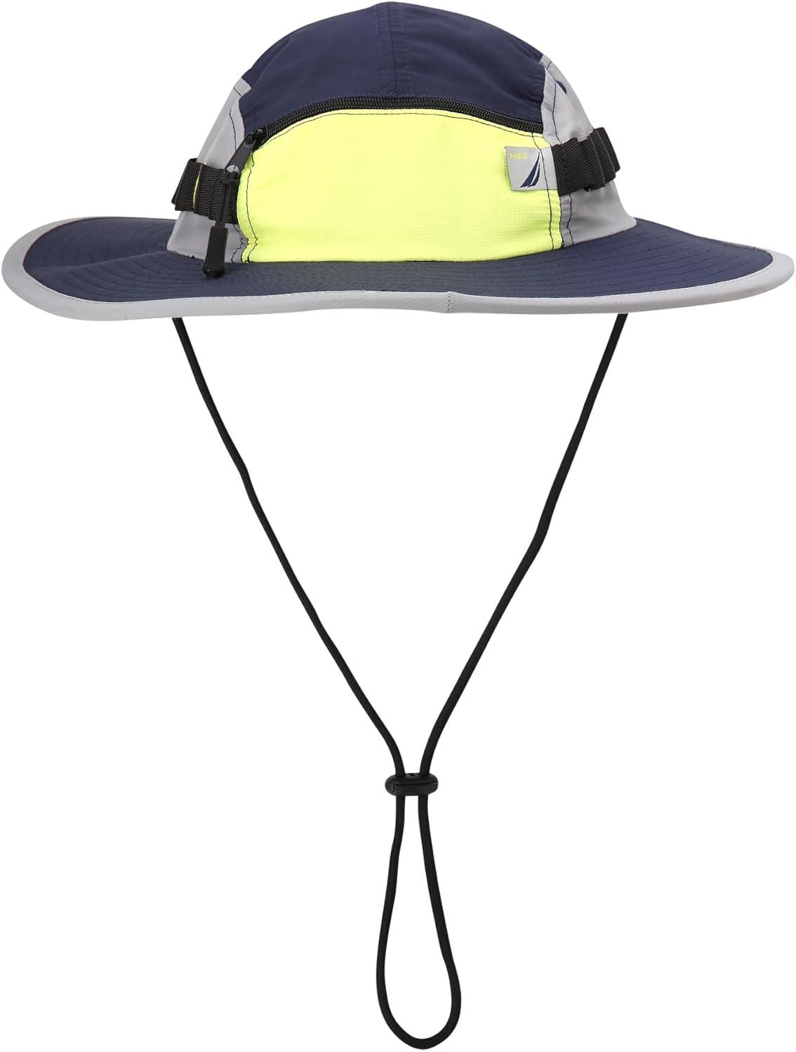 imageNautica Mens Boonie Hat Lightweight UV Protection Wide Brim Mainsail Safari Fishing Hat for Men with Adjustable StrapNavy