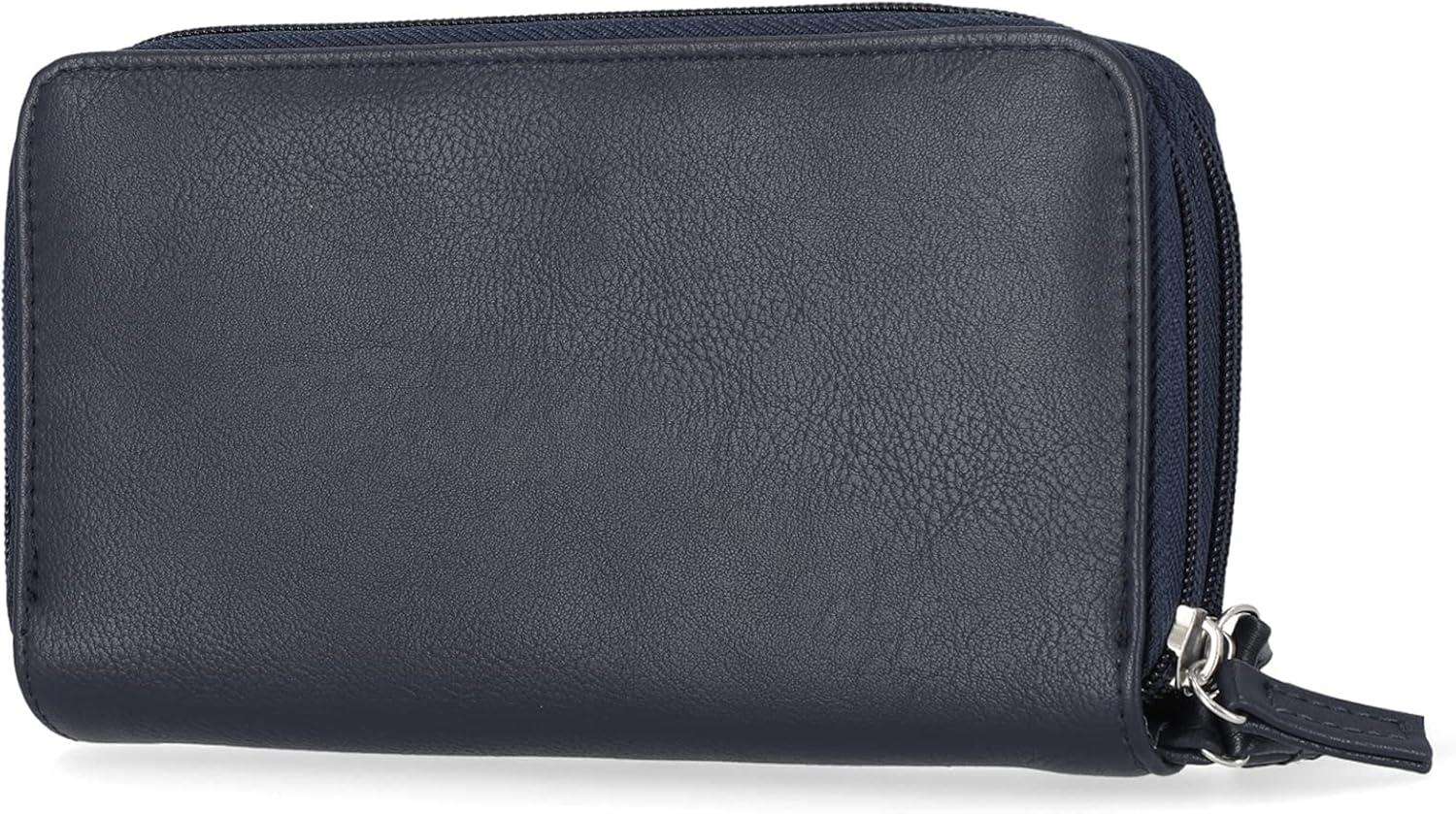 imageNautica On The Double Zip Around Vegan Leather Womens RFID Clutch Wallet With Wristlet Strap IndigoIndigo