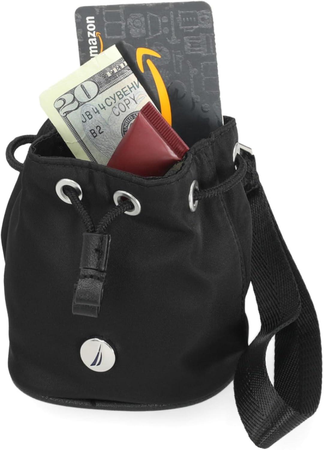 imageNautica Sea Spray Drawstring Wallet Coin Purse Mini Pouch Charm with Wristlet BlackBlack
