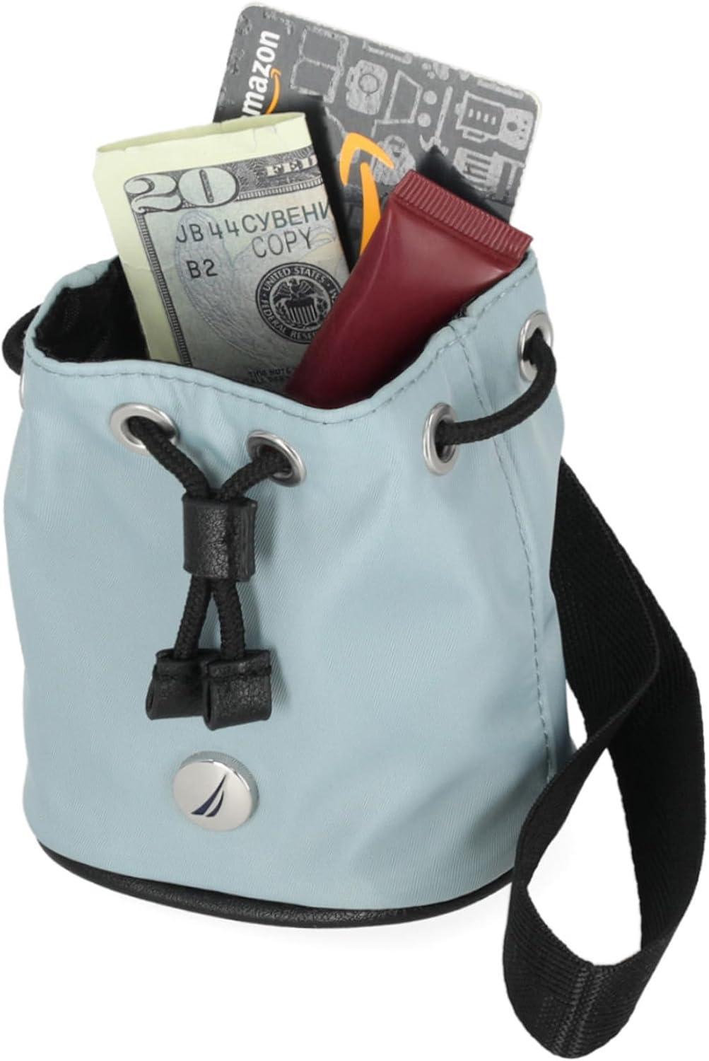 imageNautica Sea Spray Drawstring Wallet Coin Purse Mini Pouch Charm with Wristlet BlackSage
