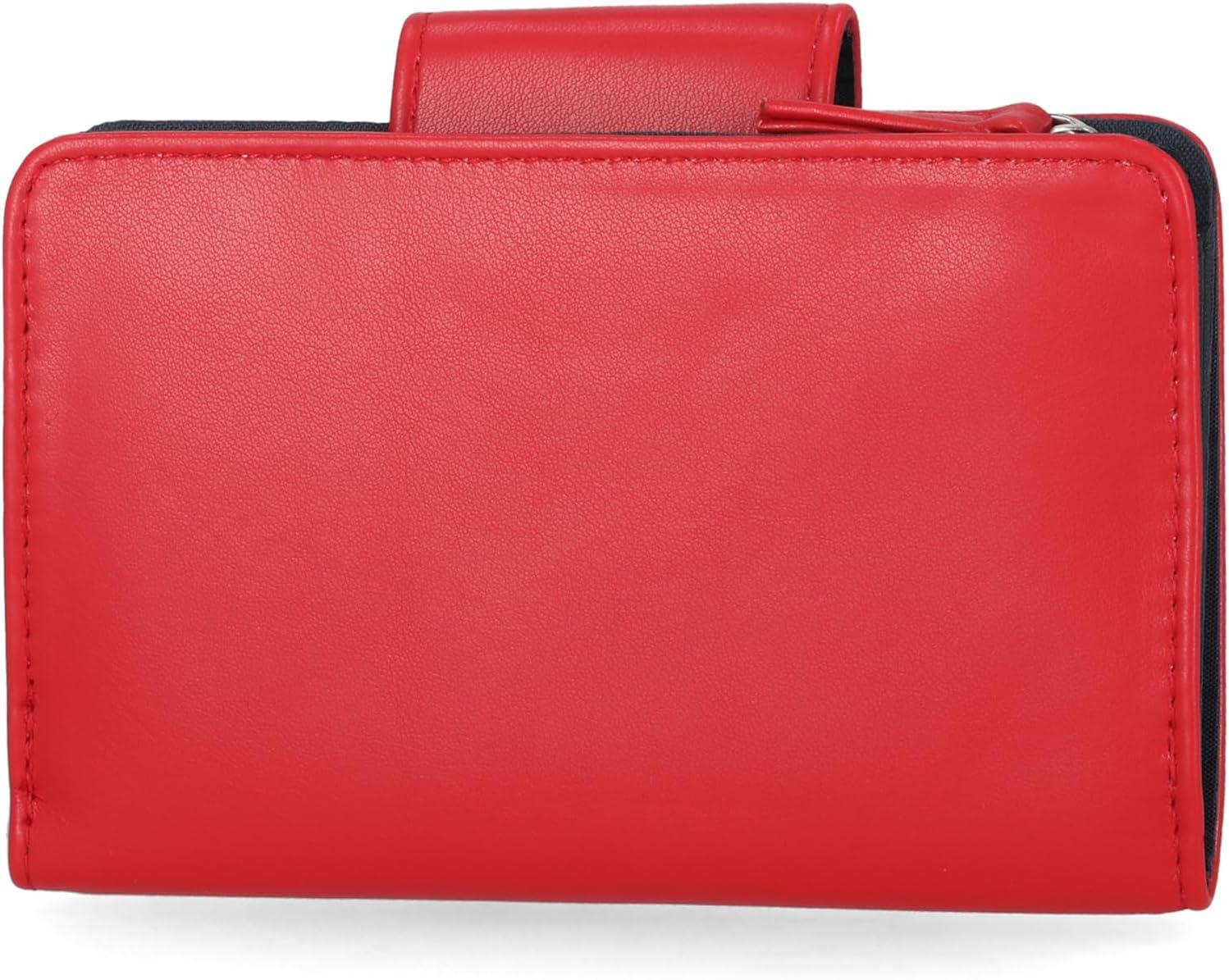 imageNautica Womens Close Reach Vegan Leather RFID Wallet Small Credit Card Holder Purse with Zipper Coin Pocket and ID Window in BlackFuego Red
