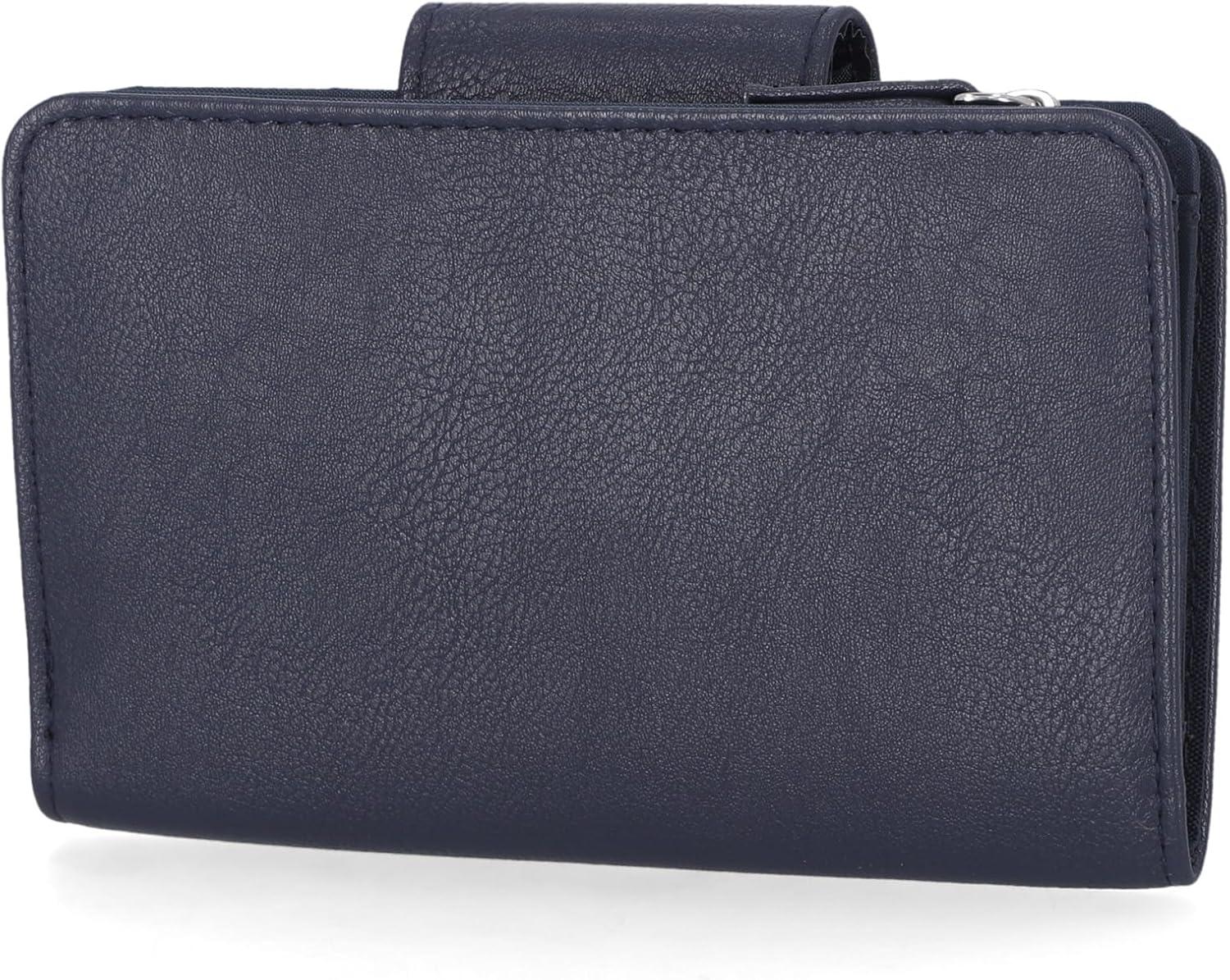 imageNautica Womens Close Reach Vegan Leather RFID Wallet Small Credit Card Holder Purse with Zipper Coin Pocket and ID Window in BlackIndigo