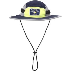 Nautica Mens Boonie Hat – Lightweight UV Protection Wide Brim Mainsail Safari Fishing Hat for Men with Adjustable Strap(Navy)
