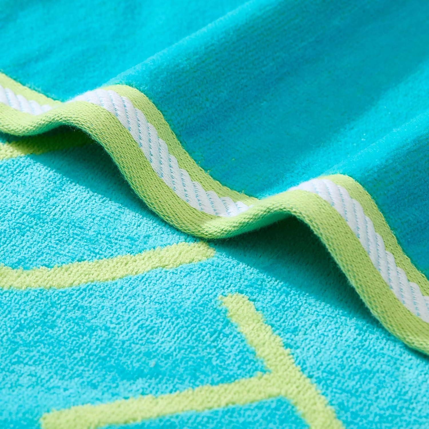 imageNautica Oversized Beach Towel Set Soft Plush Velour Towels with Hanging Loop Quick Dry amp Absorbent Beach Vacation Essentials for Adults amp Travel Turtle Beach Blue 2PackTilted Logo Blue