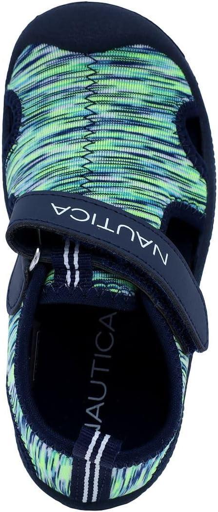 imageNautica Kids Protective Water ShoeClosedToe Sport Sandal Boy Girl Big KidLittle KidToddlerNavy Lime Heather