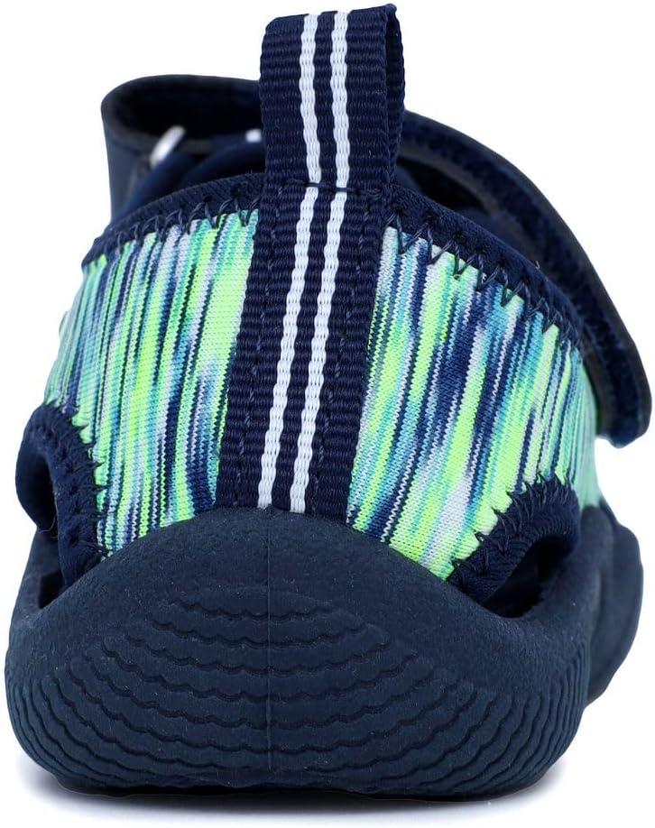 imageNautica Kids Protective Water ShoeClosedToe Sport Sandal Boy Girl Big KidLittle KidToddlerNavy Lime Heather
