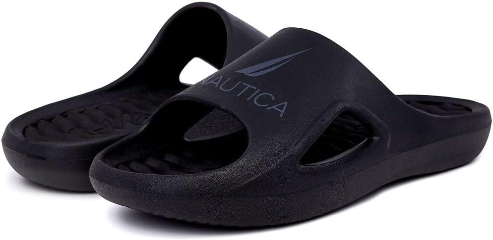 imageNautica Mens Athletic Slides Sport Shower Sandals for Indoor amp Outdoor Lightweight Durable and ComfortableBlack Charcoal