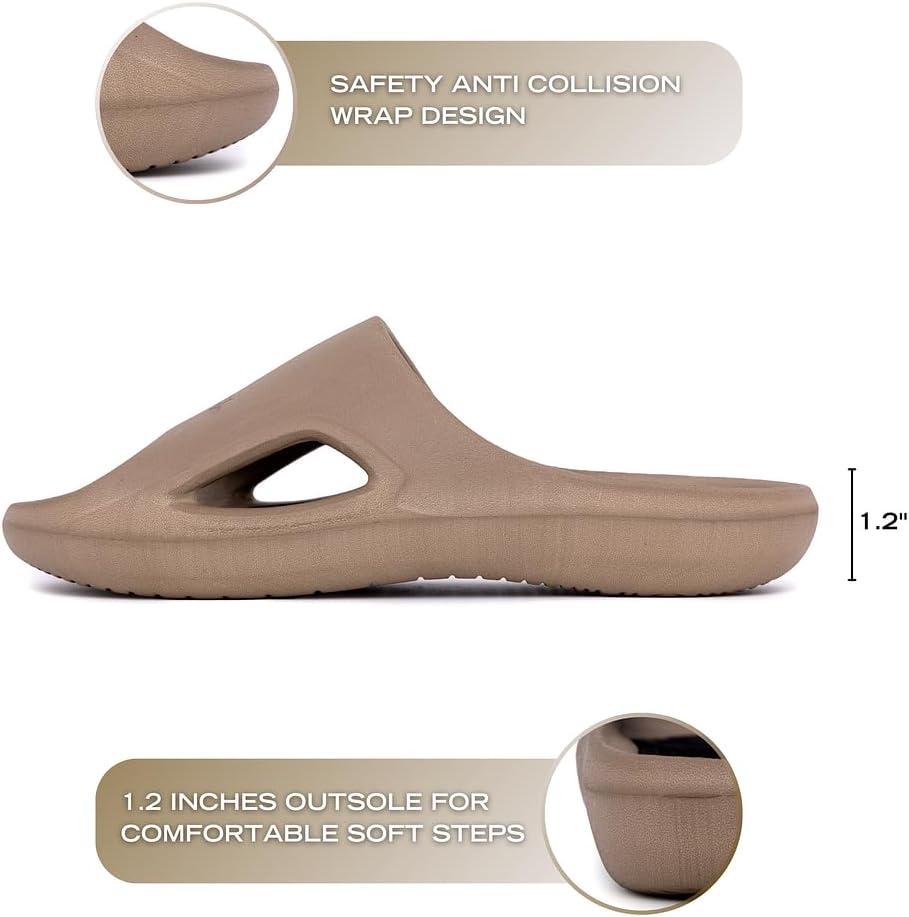 imageNautica Mens Athletic Slides Sport Shower Sandals for Indoor amp Outdoor Lightweight Durable and ComfortableDark Tan