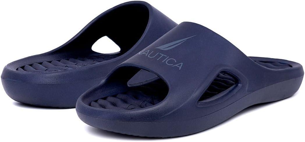 imageNautica Mens Athletic Slides Sport Shower Sandals for Indoor amp Outdoor Lightweight Durable and ComfortableNavy Charcoal