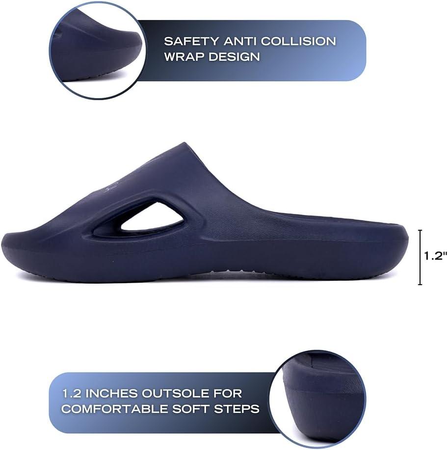 imageNautica Mens Athletic Slides Sport Shower Sandals for Indoor amp Outdoor Lightweight Durable and ComfortableNavy Charcoal