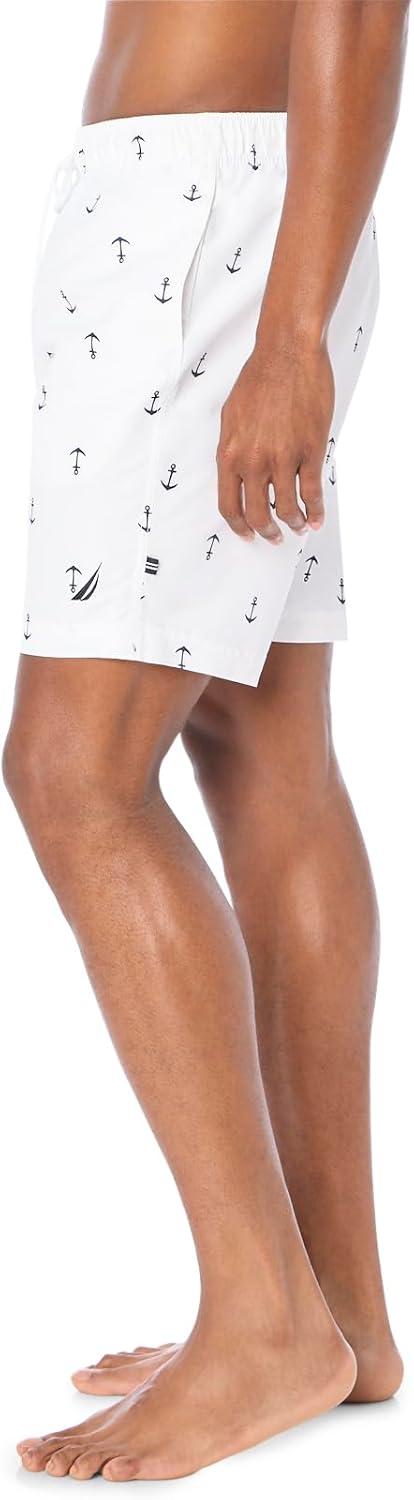 imageNautica Mens Quick Dry All Over Classic Anchor Print Swim TrunkBright White
