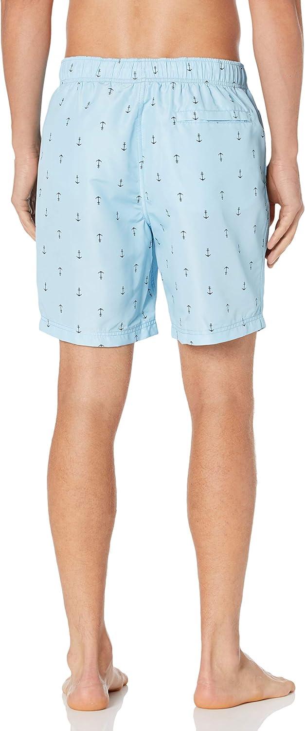 imageNautica Mens Quick Dry All Over Classic Anchor Print Swim TrunkCool Breeze