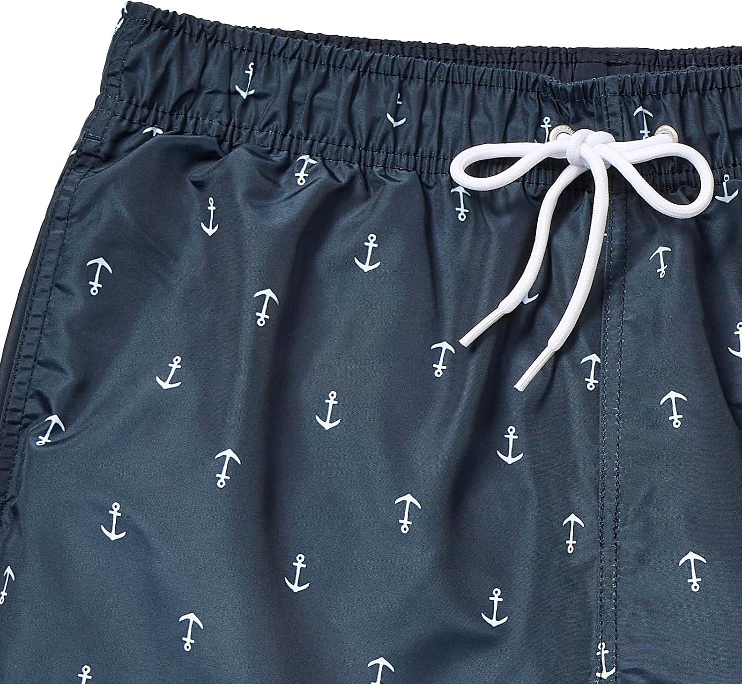 imageNautica Mens Quick Dry All Over Classic Anchor Print Swim TrunkNavy