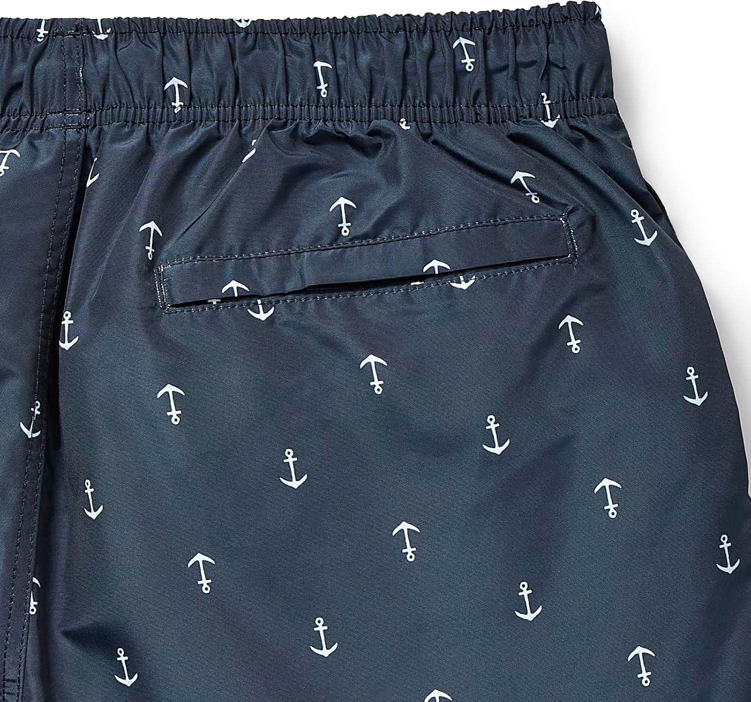 imageNautica Mens Quick Dry All Over Classic Anchor Print Swim TrunkNavy