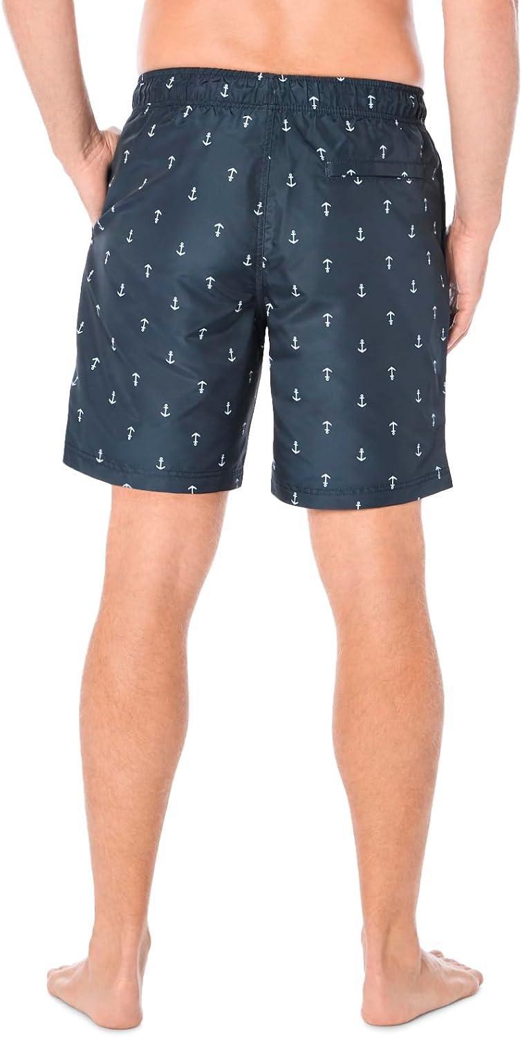 imageNautica Mens Quick Dry All Over Classic Anchor Print Swim TrunkNavy