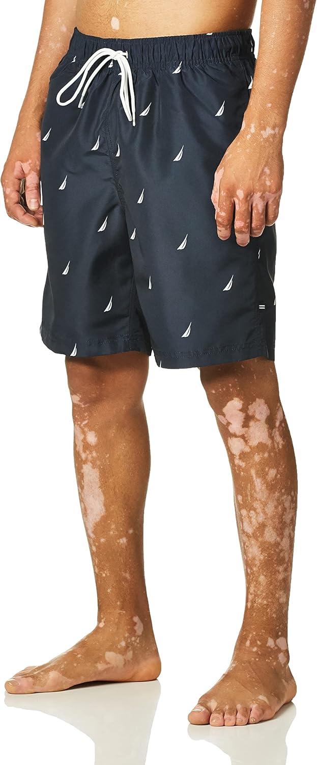 imageNautica Mens Quick Dry All Over JClass Sailboat Print Swim TrunkNavy