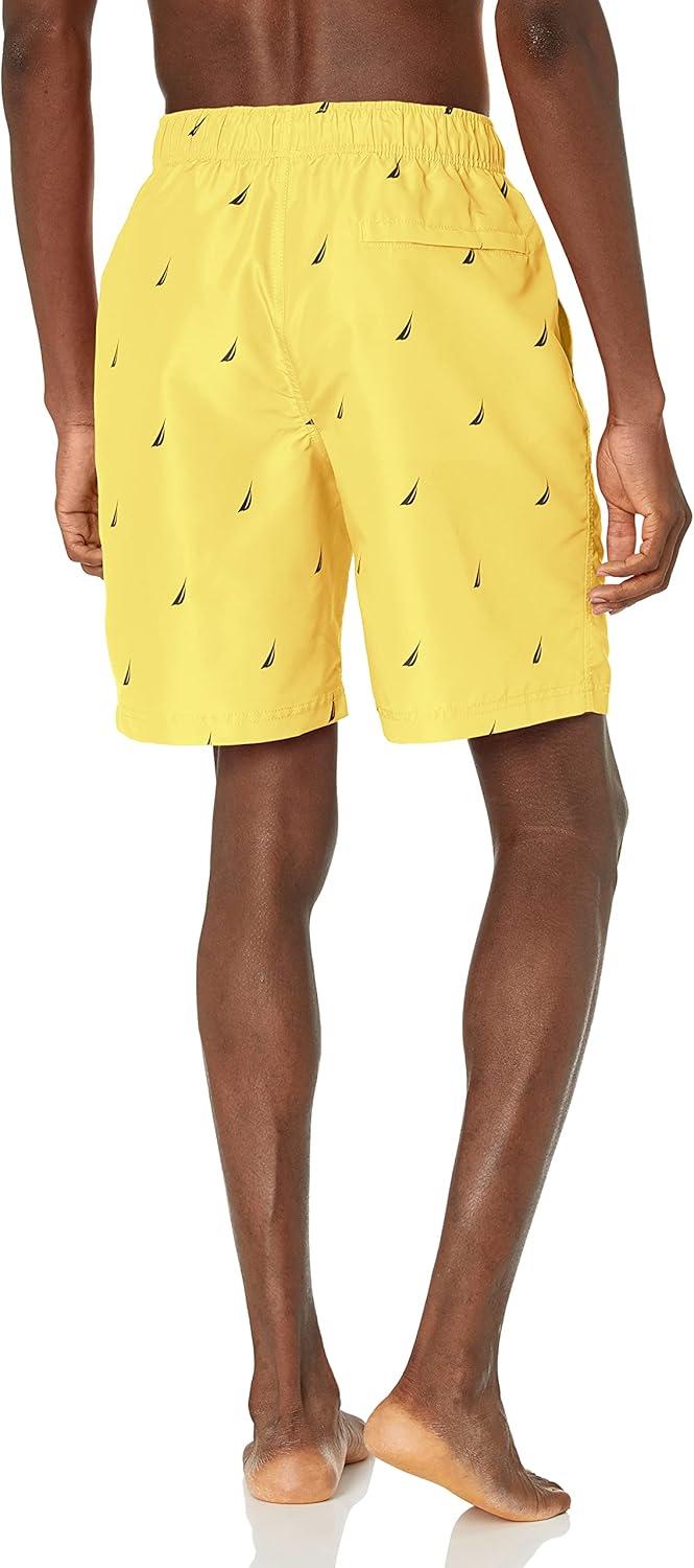 imageNautica Mens Quick Dry All Over JClass Sailboat Print Swim TrunkSunfish Yellow Wintl
